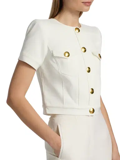 L'AGENCE Women's Nawa Boxy Crop Jacket - White | Thumbnail 6 L'AGENCE Women's Nawa Boxy Crop Jacket - White | Thumbnail 6