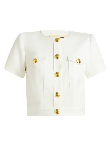L'AGENCE Women's Nawa Boxy Crop Jacket - White | Thumbnail 1 L'AGENCE Women's Nawa Boxy Crop Jacket - White | Thumbnail 1