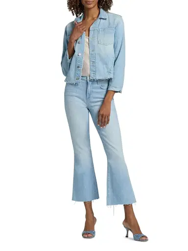 L'AGENCE Women's Janelle Denim Slim Raw Jacket - Bayridge | Thumbnail 2 L'AGENCE Women's Janelle Denim Slim Raw Jacket - Bayridge | Thumbnail 2