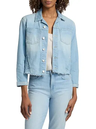 L'AGENCE Women's Janelle Denim Slim Raw Jacket - Bayridge | Thumbnail 3 L'AGENCE Women's Janelle Denim Slim Raw Jacket - Bayridge | Thumbnail 3
