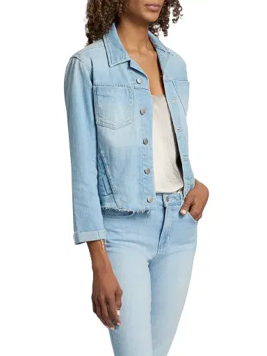 L'AGENCE Women's Janelle Denim Slim Raw Jacket - Bayridge | Thumbnail 4 L'AGENCE Women's Janelle Denim Slim Raw Jacket - Bayridge | Thumbnail 4