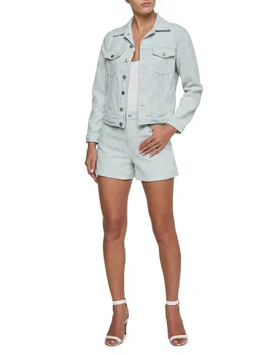 L'AGENCE Women's Maven Slim Denim Jacket - Cloud Damask | Thumbnail 2 L'AGENCE Women's Maven Slim Denim Jacket - Cloud Damask | Thumbnail 2