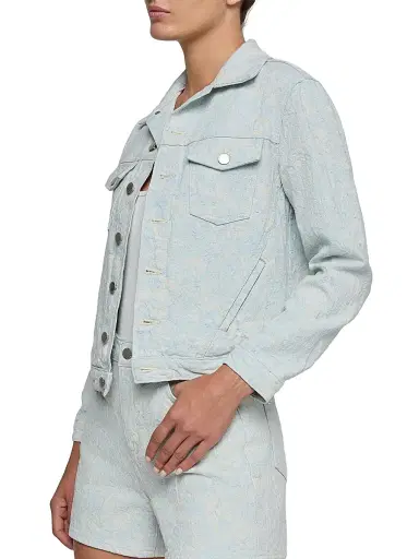 L'AGENCE Women's Maven Slim Denim Jacket - Cloud Damask | Thumbnail 4 L'AGENCE Women's Maven Slim Denim Jacket - Cloud Damask | Thumbnail 4