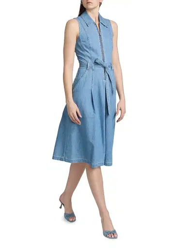 L'AGENCE Women's Kieran Denim Belted Shirtdress - Oracle | Thumbnail 2 L'AGENCE Women's Kieran Denim Belted Shirtdress - Oracle | Thumbnail 2