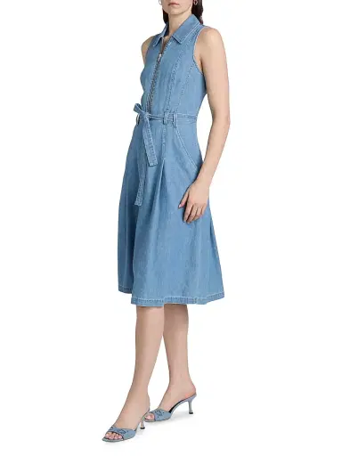 L'AGENCE Women's Kieran Denim Belted Shirtdress - Oracle | Thumbnail 4 L'AGENCE Women's Kieran Denim Belted Shirtdress - Oracle | Thumbnail 4