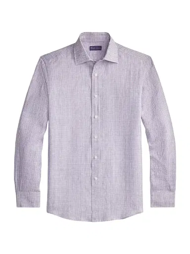 Ralph Lauren Purple Label Men's Glen Check Linen Shirt - Lavender | Thumbnail 1 Ralph Lauren Purple Label Men's Glen Check Linen Shirt - Lavender | Thumbnail 1