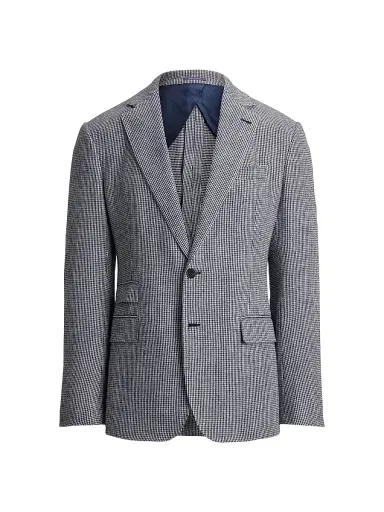 Ralph Lauren Purple Label Men's Kent Hand-Tailored Tick-Weave Sport Coat - Navy White - Size 40 | Thumbnail 1 Ralph Lauren Purple Label Men's Kent Hand-Tailored Tick-Weave Sport Coat - Navy White - Size 40 | Thumbnail 1