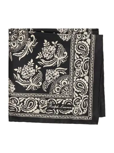 Ralph Lauren Purple Label Men's Printed Silk Pocket Square - Black Cream | Thumbnail 4 Ralph Lauren Purple Label Men's Printed Silk Pocket Square - Black Cream | Thumbnail 4