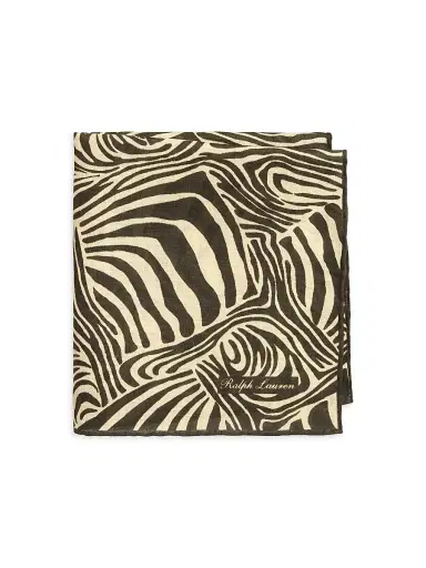 Ralph Lauren Purple Label Men's Zebra Linen Pocket Square - Black Cream | Thumbnail 3 Ralph Lauren Purple Label Men's Zebra Linen Pocket Square - Black Cream | Thumbnail 3