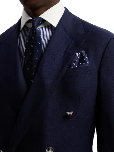 Ralph Lauren Purple Label Men's Dot Linen Pocket Square - Navy | Thumbnail 2 Ralph Lauren Purple Label Men's Dot Linen Pocket Square - Navy | Thumbnail 2