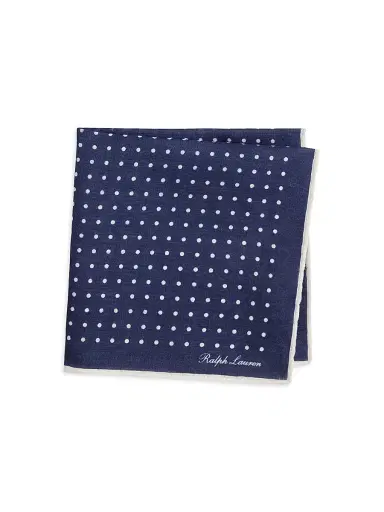 Ralph Lauren Purple Label Men's Dot Linen Pocket Square - Navy | Thumbnail 4 Ralph Lauren Purple Label Men's Dot Linen Pocket Square - Navy | Thumbnail 4
