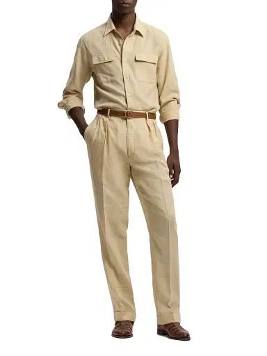 Ralph Lauren Purple Label Men's Glenn Hand-Tailored Windowpane Trousers - Classic Tan | Thumbnail 2 Ralph Lauren Purple Label Men's Glenn Hand-Tailored Windowpane Trousers - Classic Tan | Thumbnail 2