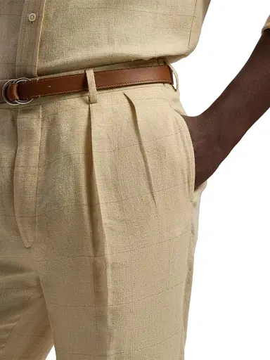 Ralph Lauren Purple Label Men's Glenn Hand-Tailored Windowpane Trousers - Classic Tan | Thumbnail 6 Ralph Lauren Purple Label Men's Glenn Hand-Tailored Windowpane Trousers - Classic Tan | Thumbnail 6