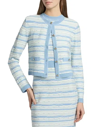 Milly Women's Skye Striped Cardigan - Blue Multi - Size XL | Thumbnail 3 Milly Women's Skye Striped Cardigan - Blue Multi - Size XL | Thumbnail 3