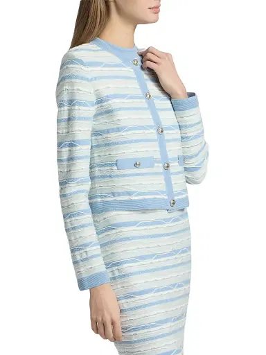 Milly Women's Skye Striped Cardigan - Blue Multi - Size XL | Thumbnail 4 Milly Women's Skye Striped Cardigan - Blue Multi - Size XL | Thumbnail 4