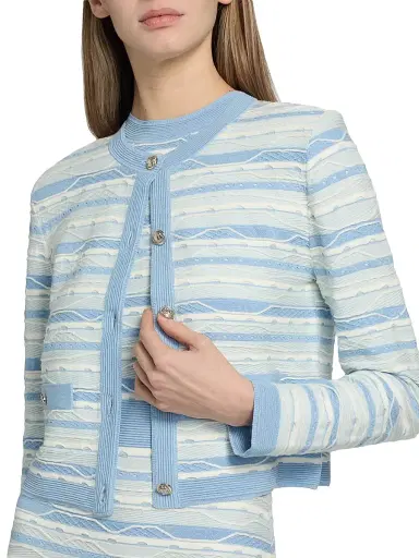 Milly Women's Skye Striped Cardigan - Blue Multi - Size XL | Thumbnail 6 Milly Women's Skye Striped Cardigan - Blue Multi - Size XL | Thumbnail 6