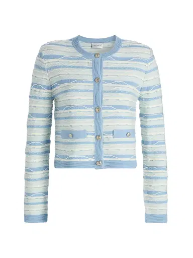 Milly Women's Skye Striped Cardigan - Blue Multi - Size XL | Thumbnail 1 Milly Women's Skye Striped Cardigan - Blue Multi - Size XL | Thumbnail 1