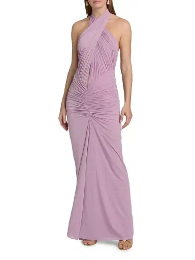 Ronny Kobo Women's Monique Gathered Halterneck Dress - Mauve Mist | Thumbnail 3 Ronny Kobo Women's Monique Gathered Halterneck Dress - Mauve Mist | Thumbnail 3