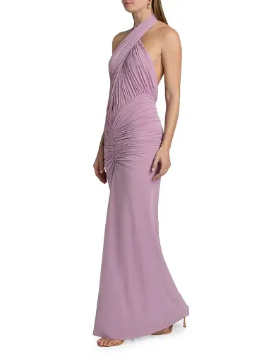 Ronny Kobo Women's Monique Gathered Halterneck Dress - Mauve Mist | Thumbnail 4 Ronny Kobo Women's Monique Gathered Halterneck Dress - Mauve Mist | Thumbnail 4