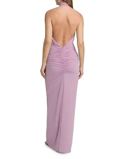 Ronny Kobo Women's Monique Gathered Halterneck Dress - Mauve Mist | Thumbnail 5 Ronny Kobo Women's Monique Gathered Halterneck Dress - Mauve Mist | Thumbnail 5