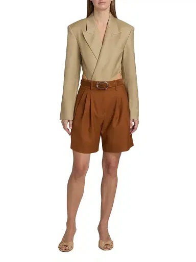 Ronny Kobo Women's Florina Wool-Blend Blazer Bodysuit - Tan | Thumbnail 2 Ronny Kobo Women's Florina Wool-Blend Blazer Bodysuit - Tan | Thumbnail 2