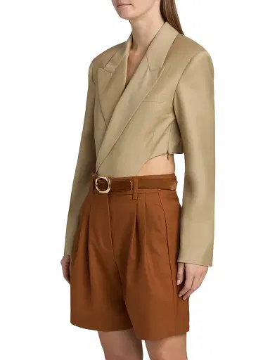 Ronny Kobo Women's Florina Wool-Blend Blazer Bodysuit - Tan | Thumbnail 4 Ronny Kobo Women's Florina Wool-Blend Blazer Bodysuit - Tan | Thumbnail 4