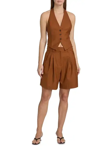 Ronny Kobo Women's Andora Wool-Blend Long Shorts - Rust | Thumbnail 2 Ronny Kobo Women's Andora Wool-Blend Long Shorts - Rust | Thumbnail 2