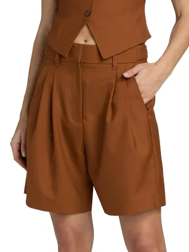 Ronny Kobo Women's Andora Wool-Blend Long Shorts - Rust | Thumbnail 3 Ronny Kobo Women's Andora Wool-Blend Long Shorts - Rust | Thumbnail 3