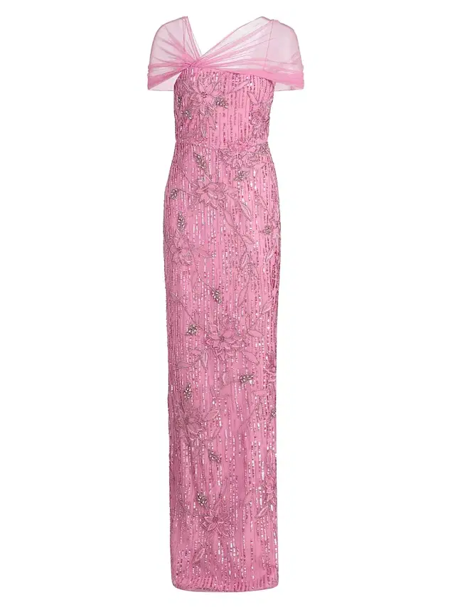 Women's Clover Shawl Beaded Gown - Opera Mauve Women's Clover Shawl Beaded Gown - Opera Mauve