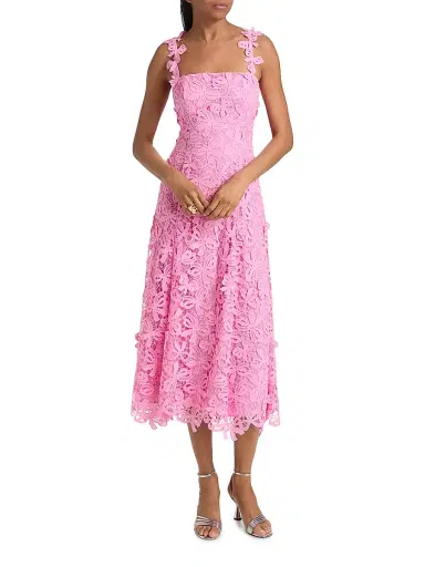 As It May Women's Gabrielle Floral Lace Midi-Dress - Bubble Gum | Thumbnail 2 As It May Women's Gabrielle Floral Lace Midi-Dress - Bubble Gum | Thumbnail 2