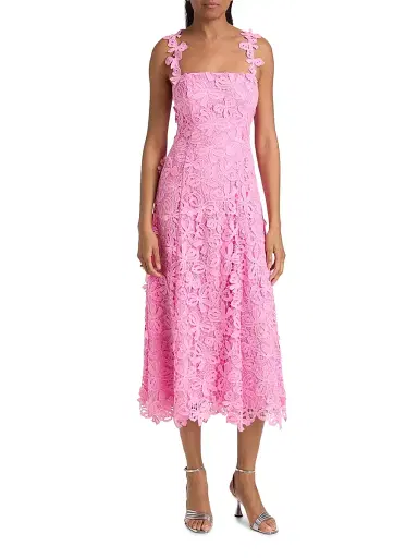 As It May Women's Gabrielle Floral Lace Midi-Dress - Bubble Gum | Thumbnail 3 As It May Women's Gabrielle Floral Lace Midi-Dress - Bubble Gum | Thumbnail 3