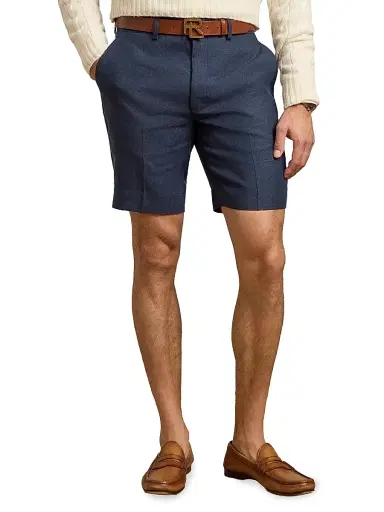Ralph Lauren Purple Label Men's Gregory Hand-Tailored Linen Shorts - Classic Chairman Navy | Thumbnail 3 Ralph Lauren Purple Label Men's Gregory Hand-Tailored Linen Shorts - Classic Chairman Navy | Thumbnail 3