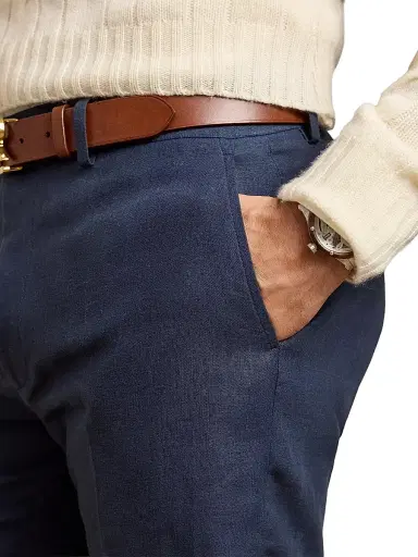 Ralph Lauren Purple Label Men's Gregory Hand-Tailored Linen Shorts - Classic Chairman Navy | Thumbnail 5 Ralph Lauren Purple Label Men's Gregory Hand-Tailored Linen Shorts - Classic Chairman Navy | Thumbnail 5