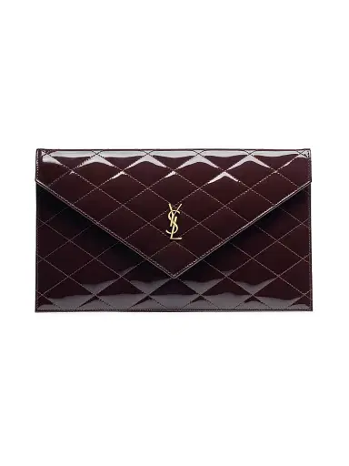 Saint Laurent Women's Paris Pouch in Patent Leather - Almond Glaze | Thumbnail 1 Saint Laurent Women's Paris Pouch in Patent Leather - Almond Glaze | Thumbnail 1