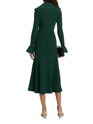 Self-Portrait Women's Rib-Knit A-Line Midi-Dress | Thumbnail 5 Self-Portrait Women's Rib-Knit A-Line Midi-Dress | Thumbnail 5