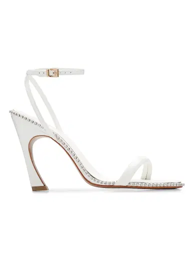 Schutz Women's Lexi 100MM Crystal-Trim Patent Leather Sandals - White | Thumbnail 1 Schutz Women's Lexi 100MM Crystal-Trim Patent Leather Sandals - White | Thumbnail 1