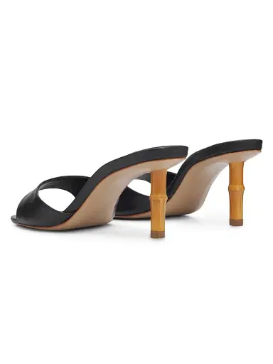 Schutz Women's Leena 75MM Bamboo-Heel Leather Mules - Black | Thumbnail 3 Schutz Women's Leena 75MM Bamboo-Heel Leather Mules - Black | Thumbnail 3