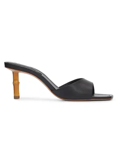 Schutz Women's Leena 75MM Bamboo-Heel Leather Mules - Black | Thumbnail 1 Schutz Women's Leena 75MM Bamboo-Heel Leather Mules - Black | Thumbnail 1