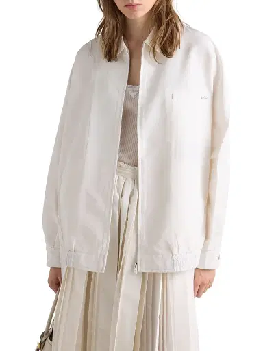 Prada Women's Silk Faille Blouson Jacket - White - Size 6 | Thumbnail 3 Prada Women's Silk Faille Blouson Jacket - White - Size 6 | Thumbnail 3
