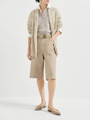 Brunello Cucinelli Women's Dazzling Stripes Shirt in Cotton Poplin - Beige - Size Medium | Thumbnail 5 Brunello Cucinelli Women's Dazzling Stripes Shirt in Cotton Poplin - Beige - Size Medium | Thumbnail 5