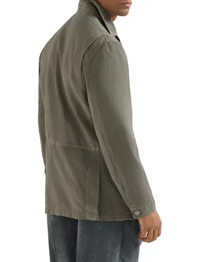 Brunello Cucinelli Men's Cotton and Linen Canvas Outerwear Jacket - Military | Thumbnail 3 Brunello Cucinelli Men's Cotton and Linen Canvas Outerwear Jacket - Military | Thumbnail 3