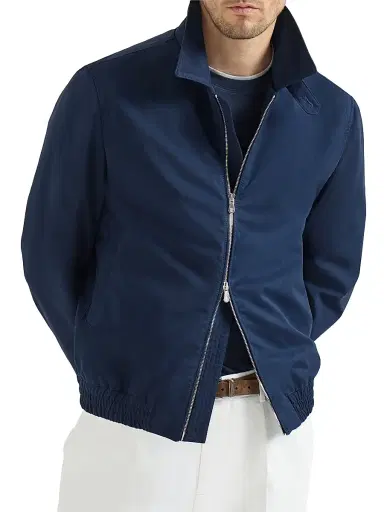 Brunello Cucinelli Men's Water Resistant Microfiber Outerwear Jacket - Blue - Size 48 | Thumbnail 2 Brunello Cucinelli Men's Water Resistant Microfiber Outerwear Jacket - Blue - Size 48 | Thumbnail 2