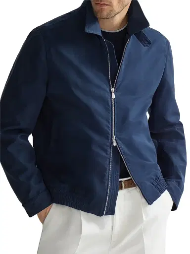 Brunello Cucinelli Men's Water Resistant Microfiber Outerwear Jacket - Blue - Size 48 | Thumbnail 3 Brunello Cucinelli Men's Water Resistant Microfiber Outerwear Jacket - Blue - Size 48 | Thumbnail 3