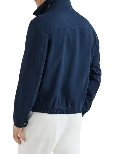 Brunello Cucinelli Men's Water Resistant Microfiber Outerwear Jacket - Blue - Size 48 | Thumbnail 4 Brunello Cucinelli Men's Water Resistant Microfiber Outerwear Jacket - Blue - Size 48 | Thumbnail 4