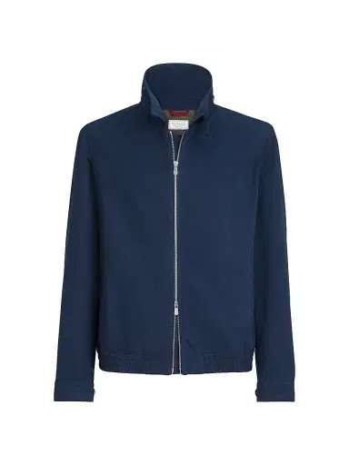 Brunello Cucinelli Men's Water Resistant Microfiber Outerwear Jacket - Blue - Size 48 | Thumbnail 1 Brunello Cucinelli Men's Water Resistant Microfiber Outerwear Jacket - Blue - Size 48 | Thumbnail 1
