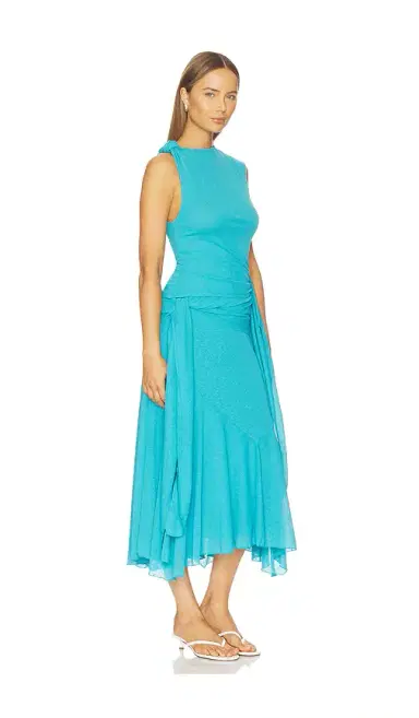 Ganni Marl Mesh Draped Knot Detailing Long Dress | Thumbnail 2 Ganni Marl Mesh Draped Knot Detailing Long Dress | Thumbnail 2