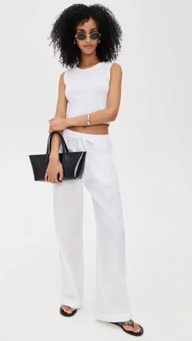 Leset Pointelle Sleeveless Crew White | Thumbnail 5 Leset Pointelle Sleeveless Crew White | Thumbnail 5
