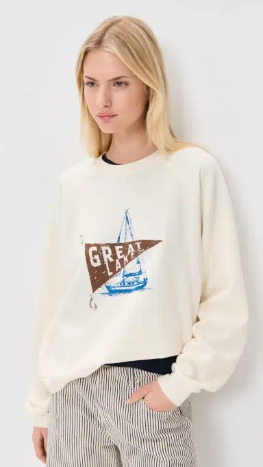 Sunny Somewhere Great Lakes Raglan Crew Tee Off White | Thumbnail 2 Sunny Somewhere Great Lakes Raglan Crew Tee Off White | Thumbnail 2