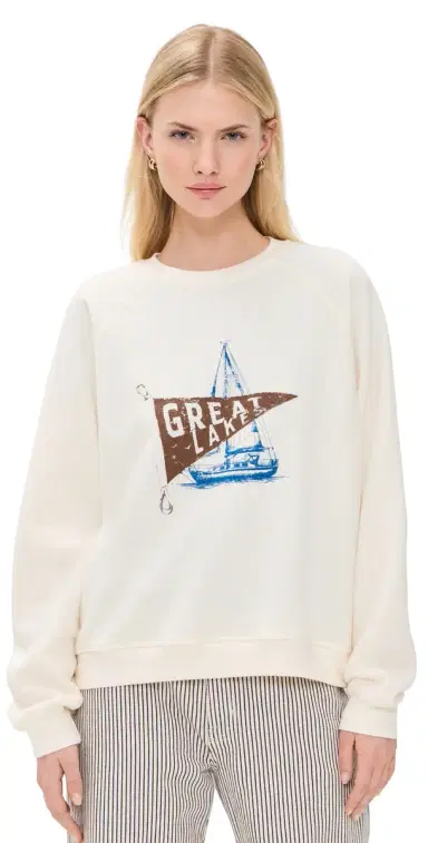Sunny Somewhere Great Lakes Raglan Crew Tee Off White | Thumbnail 1 Sunny Somewhere Great Lakes Raglan Crew Tee Off White | Thumbnail 1