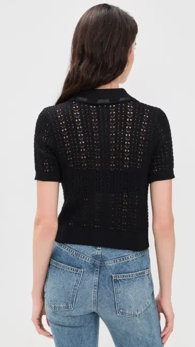 L'AGENCE Ninette Pointelle Cardigan Black/Black | Thumbnail 3 L'AGENCE Ninette Pointelle Cardigan Black/Black | Thumbnail 3